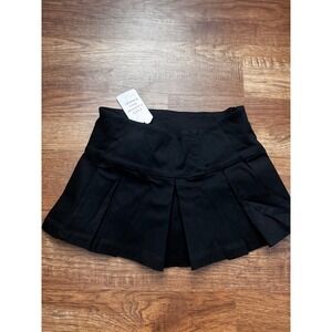 Black High-Waist Pleated Mini Skirt WGD21435 Women Size M Schoolgirl Preppy
